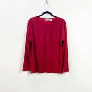 Willow Bay 1X Plus Womens Red Velvet Mesh Top